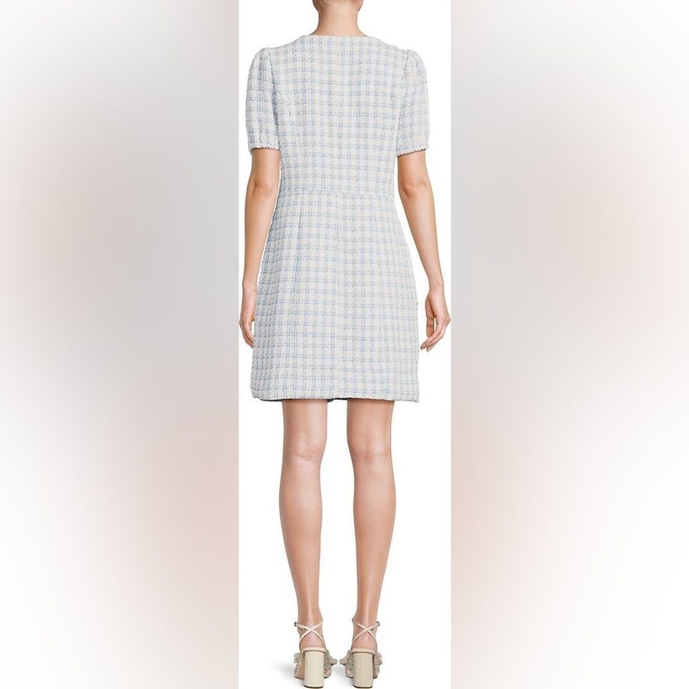 NWT COQUETTE Nanette Lepore Sz 12 Lilac Checked Tweed Mini Dress - Picture 4 of 4